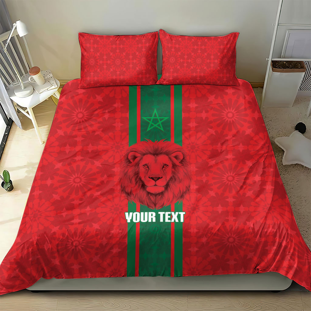 Morocco Football Custom Bedding Set Atlas Lionesses Moroccan Folk Pattern