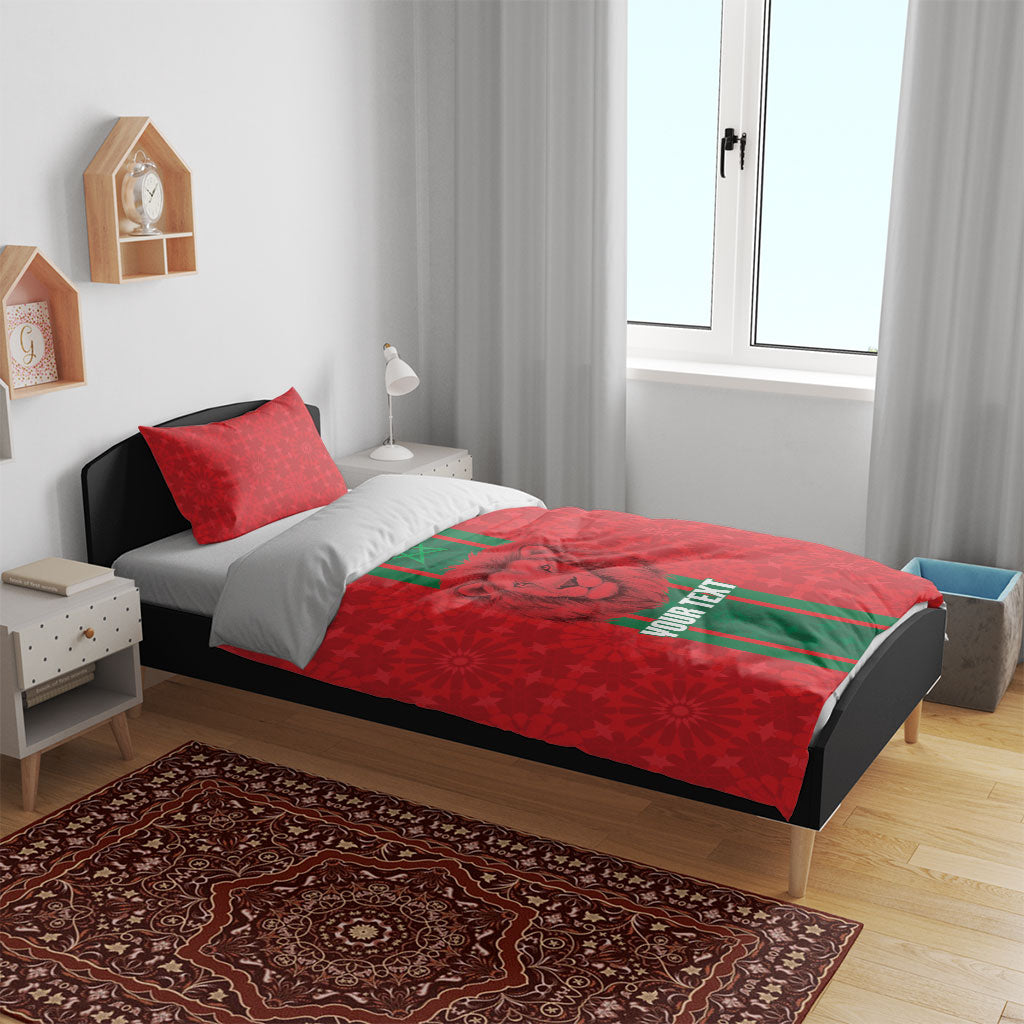 Morocco Football Custom Bedding Set Atlas Lionesses Moroccan Folk Pattern