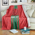 Morocco Football Custom Blanket Atlas Lionesses Moroccan Folk Pattern