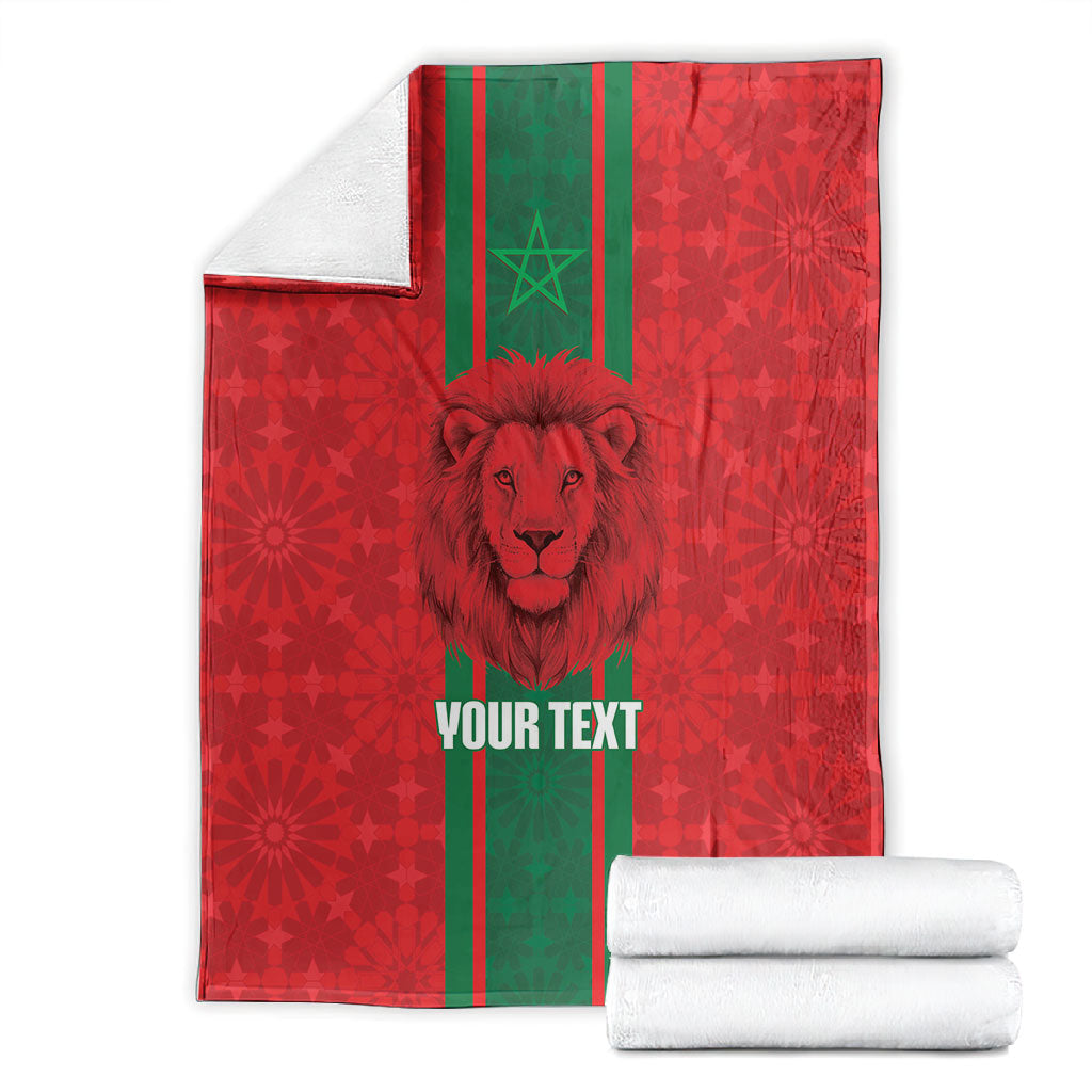 Morocco Football Custom Blanket Atlas Lionesses Moroccan Folk Pattern