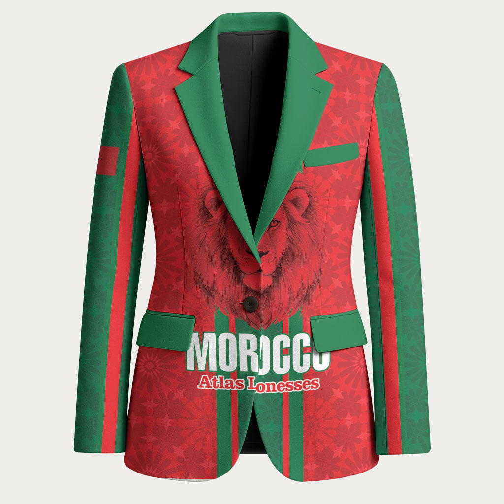 Morocco Football Custom Blazer Atlas Lionesses Moroccan Folk Pattern