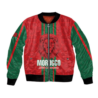 Morocco Football Custom Bomber Jacket Atlas Lionesses Moroccan Folk Pattern