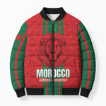 Morocco Football Custom Bomber Puffer Jacket Atlas Lionesses Moroccan Folk Pattern