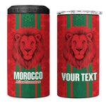 Morocco Football Custom 4 in 1 Can Cooler Tumbler Atlas Lionesses Moroccan Folk Pattern