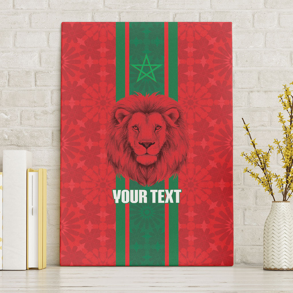 Morocco Football Custom Canvas Wall Art Atlas Lionesses Moroccan Folk Pattern