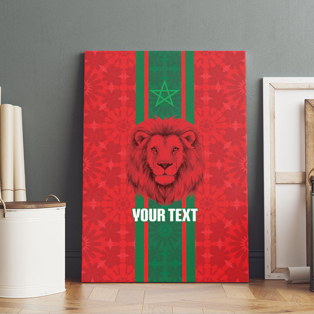 Morocco Football Custom Canvas Wall Art Atlas Lionesses Moroccan Folk Pattern