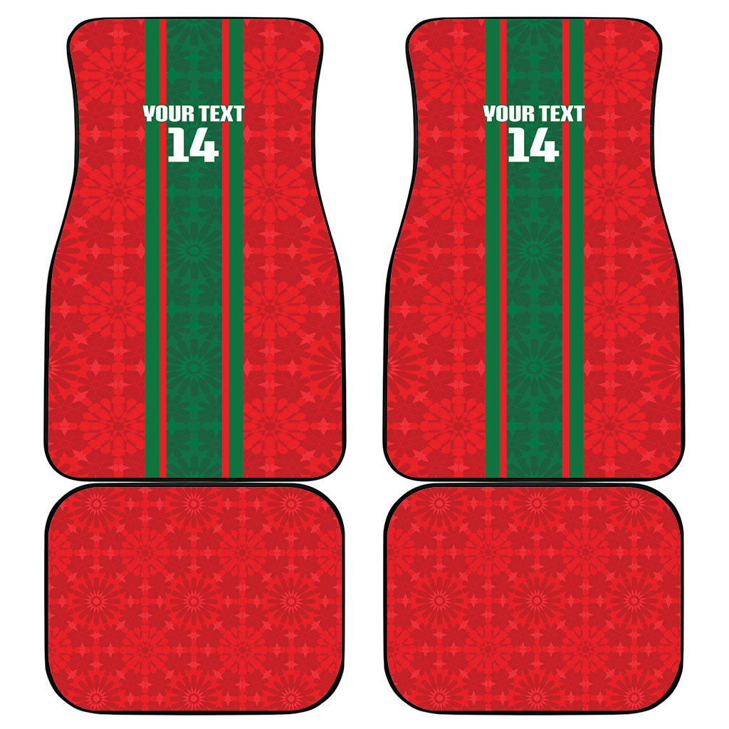 Morocco Football Custom Car Mats Atlas Lionesses Moroccan Folk Pattern