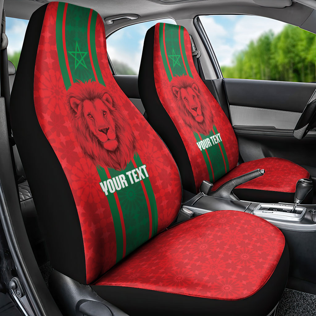 Morocco Football Custom Car Seat Cover Atlas Lionesses Moroccan Folk Pattern