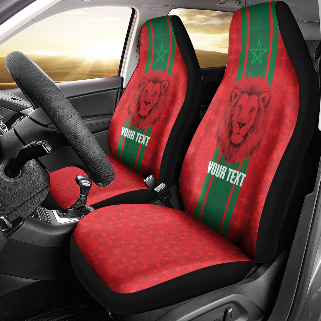 Morocco Football Custom Car Seat Cover Atlas Lionesses Moroccan Folk Pattern