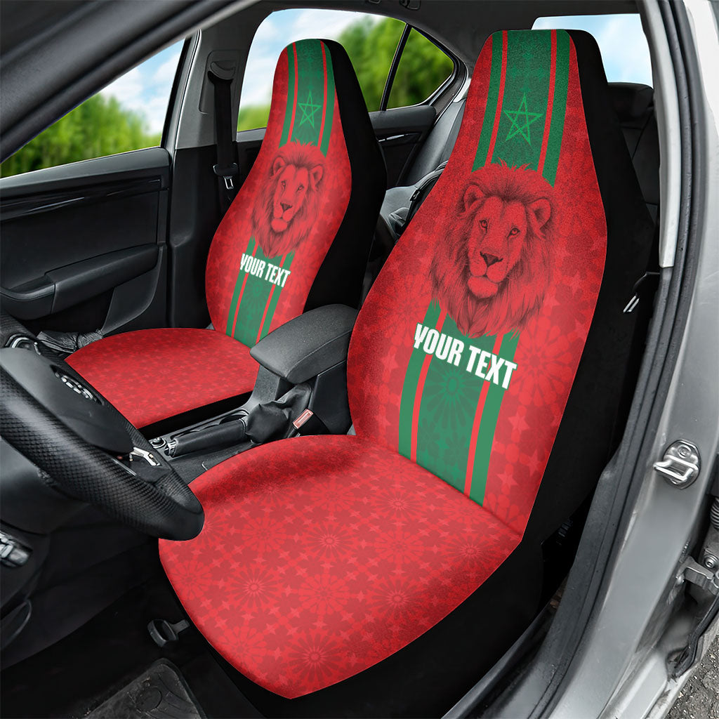 Morocco Football Custom Car Seat Cover Atlas Lionesses Moroccan Folk Pattern