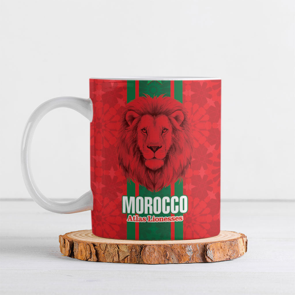 Morocco Football Custom Ceramic Mug Atlas Lionesses Moroccan Folk Pattern