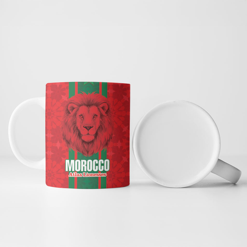 Morocco Football Custom Ceramic Mug Atlas Lionesses Moroccan Folk Pattern