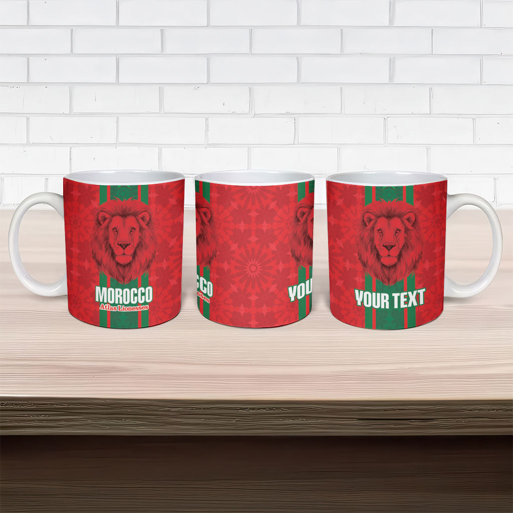 Morocco Football Custom Ceramic Mug Atlas Lionesses Moroccan Folk Pattern