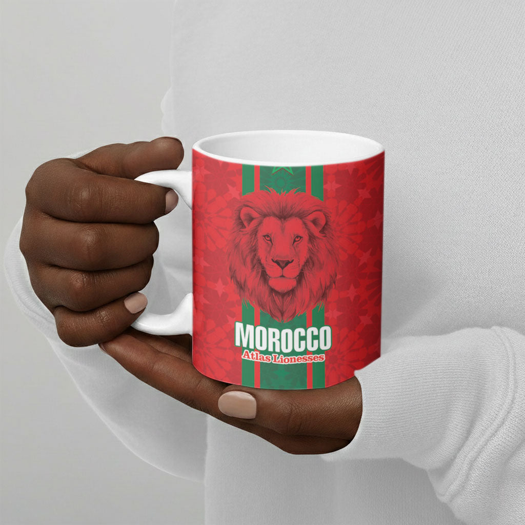 Morocco Football Custom Ceramic Mug Atlas Lionesses Moroccan Folk Pattern