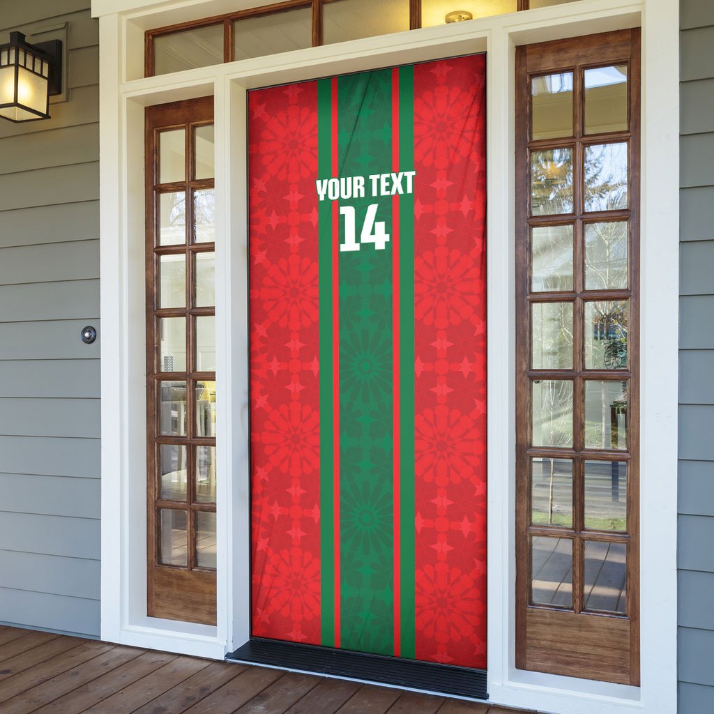 Morocco Football Custom Door Cover Atlas Lionesses Moroccan Folk Pattern