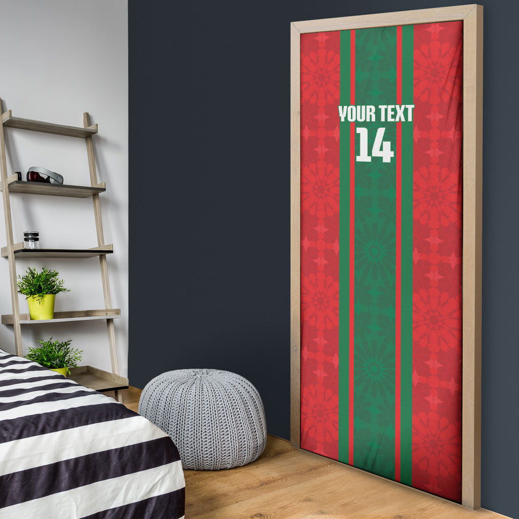 Morocco Football Custom Door Cover Atlas Lionesses Moroccan Folk Pattern