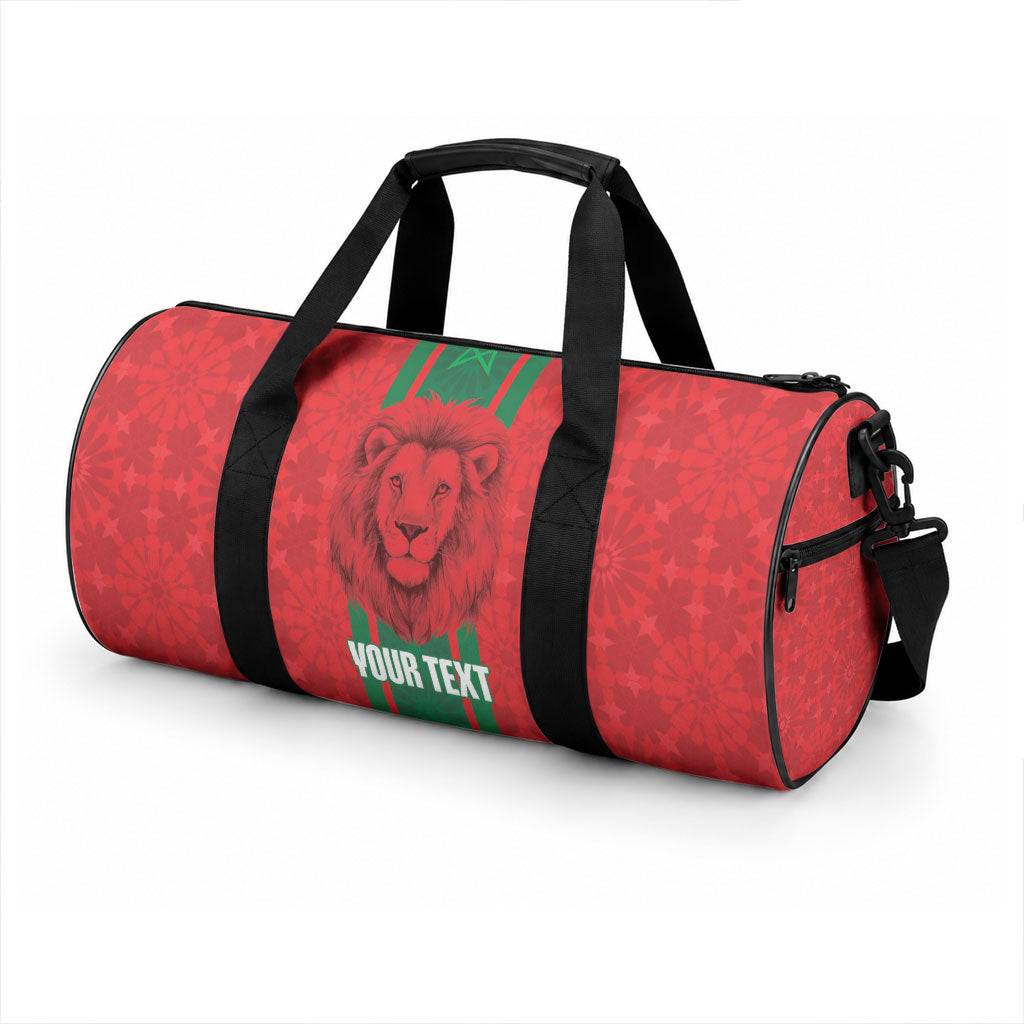 Morocco Football Custom Duffle Bag Atlas Lionesses Moroccan Folk Pattern