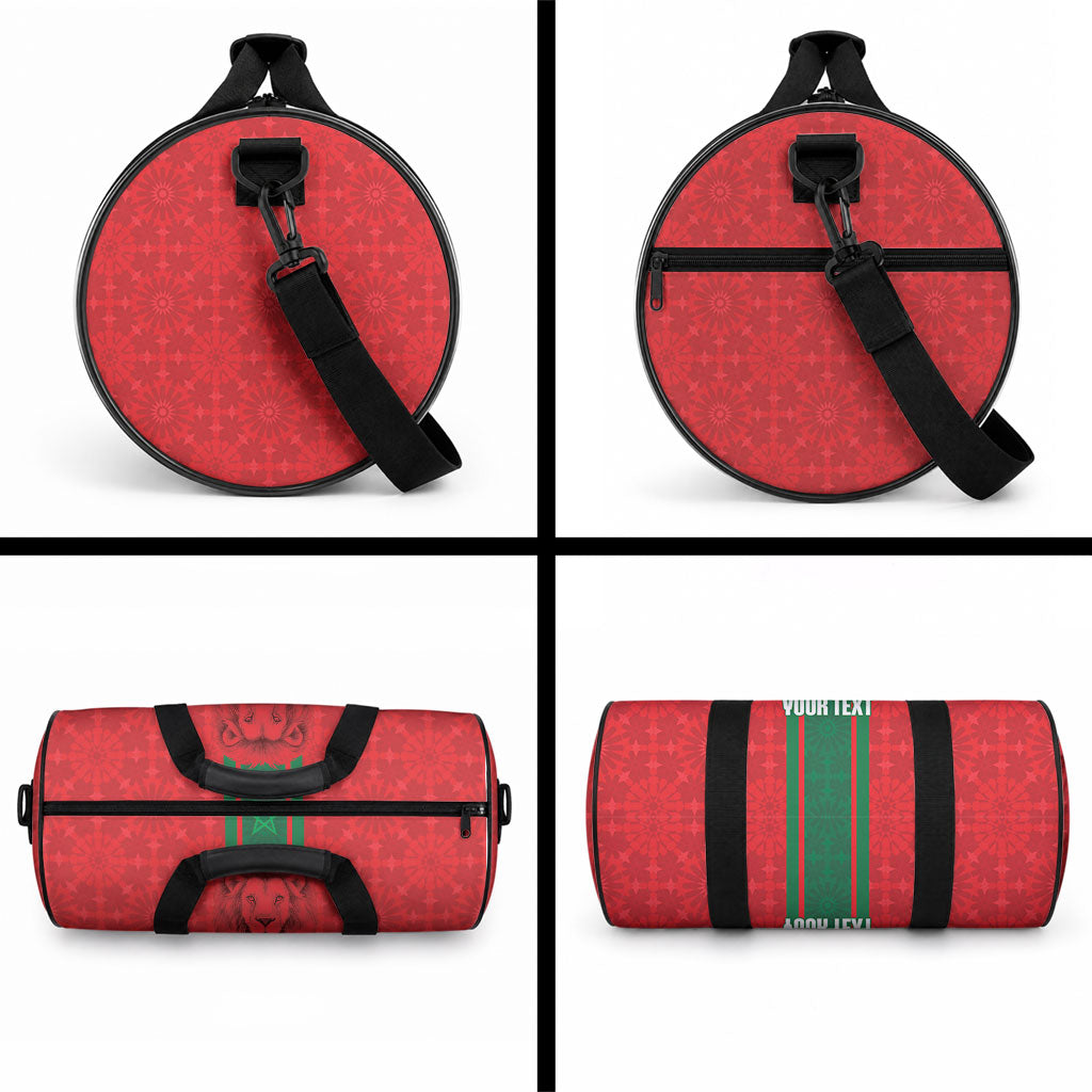 Morocco Football Custom Duffle Bag Atlas Lionesses Moroccan Folk Pattern