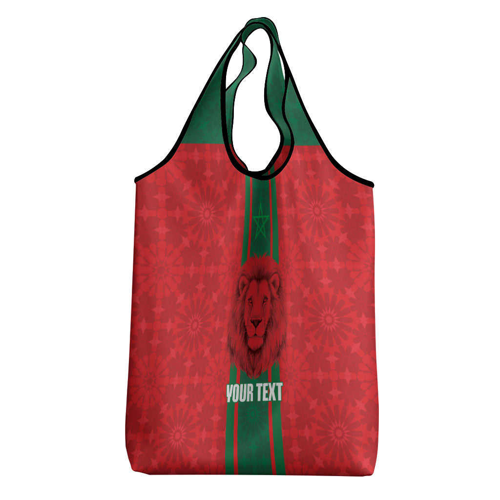 Morocco Football Custom Grocery Bag Atlas Lionesses Moroccan Folk Pattern