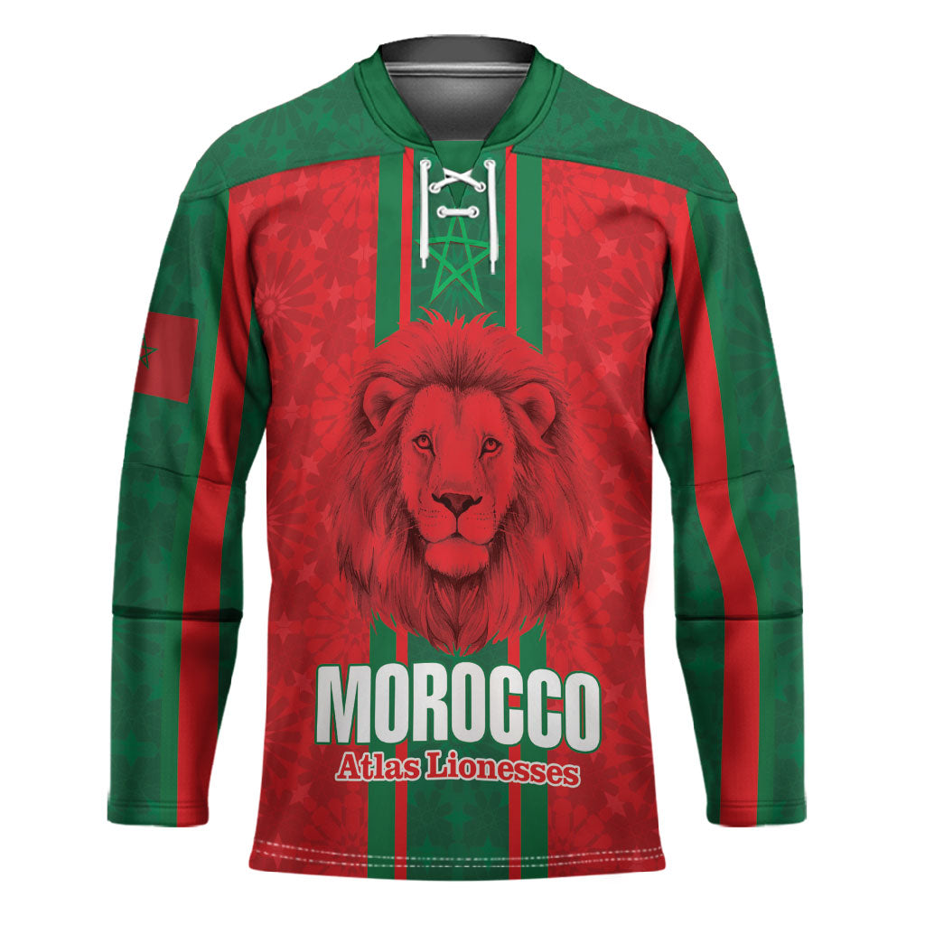 Morocco Football Custom Hockey Jersey Atlas Lionesses Moroccan Folk Pattern