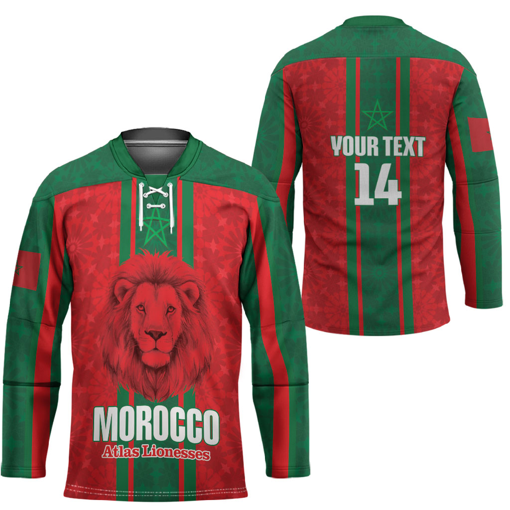 Morocco Football Custom Hockey Jersey Atlas Lionesses Moroccan Folk Pattern