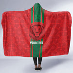 Morocco Football Custom Hooded Blanket Atlas Lionesses Moroccan Folk Pattern