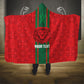 Morocco Football Custom Hooded Blanket Atlas Lionesses Moroccan Folk Pattern