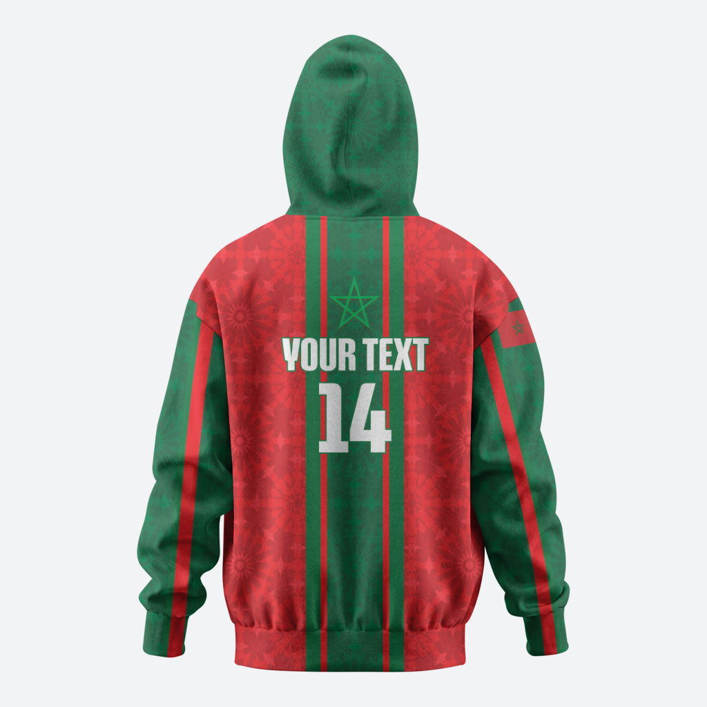 Morocco Football Custom Hoodie Atlas Lionesses Moroccan Folk Pattern