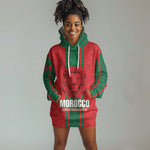 Morocco Football Custom Hoodie Dress Atlas Lionesses Moroccan Folk Pattern