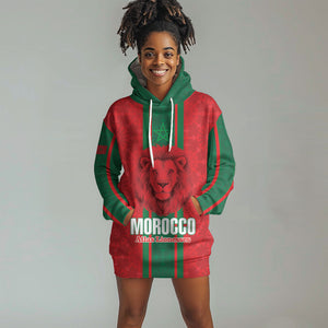 Morocco Football Custom Hoodie Dress Atlas Lionesses Moroccan Folk Pattern