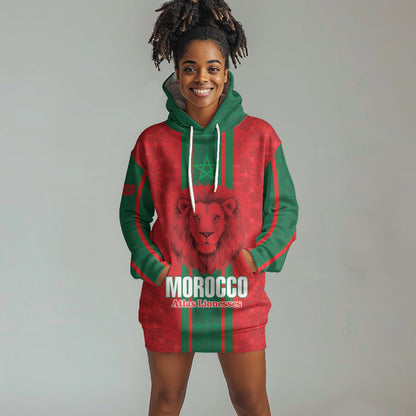 Morocco Football Custom Hoodie Dress Atlas Lionesses Moroccan Folk Pattern