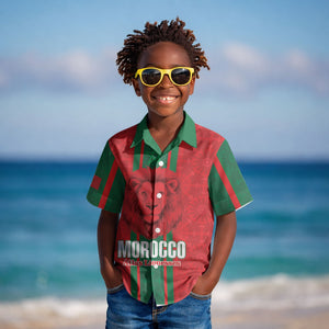 Morocco Football Custom Kid Hawaiian Shirt Atlas Lionesses Moroccan Folk Pattern