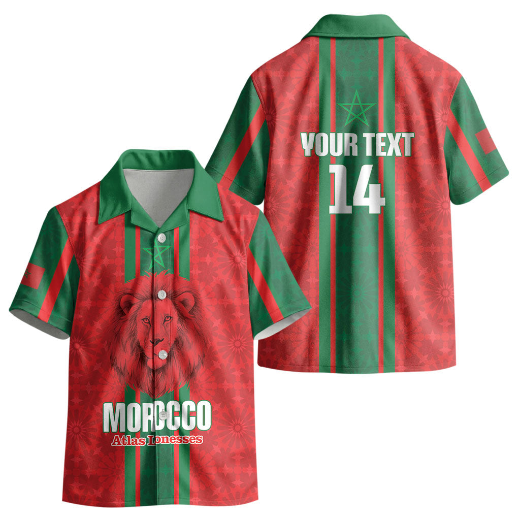 Morocco Football Custom Kid Hawaiian Shirt Atlas Lionesses Moroccan Folk Pattern