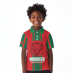 Morocco Football Custom Kid Polo Shirt Atlas Lionesses Moroccan Folk Pattern