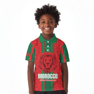 Morocco Football Custom Kid Polo Shirt Atlas Lionesses Moroccan Folk Pattern