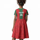 Morocco Football Custom Kid Short Sleeve Dress Atlas Lionesses Moroccan Folk Pattern