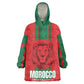 Morocco Football Custom Kid Wearable Blanket Hoodie Atlas Lionesses Moroccan Folk Pattern