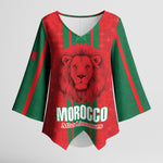 Morocco Football Custom Kimono Sleeve Blouse Atlas Lionesses Moroccan Folk Pattern