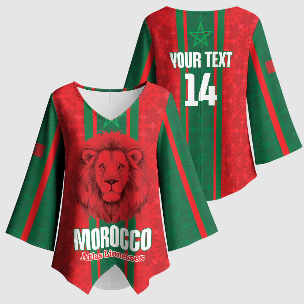Morocco Football Custom Kimono Sleeve Blouse Atlas Lionesses Moroccan Folk Pattern