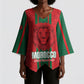 Morocco Football Custom Kimono Sleeve Blouse Atlas Lionesses Moroccan Folk Pattern