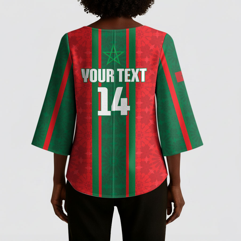 Morocco Football Custom Kimono Sleeve Blouse Atlas Lionesses Moroccan Folk Pattern