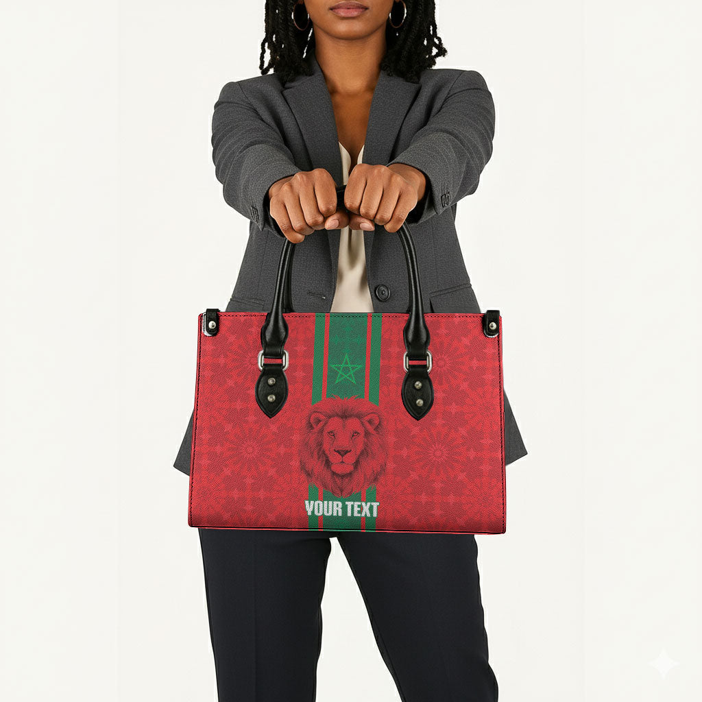 Morocco Football Custom Leather Bag Atlas Lionesses Moroccan Folk Pattern