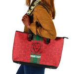 Morocco Football Custom Leather Tote Bag Atlas Lionesses Moroccan Folk Pattern