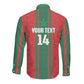 Morocco Football Custom Long Sleeve Button Shirt Atlas Lionesses Moroccan Folk Pattern