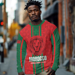 Morocco Football Custom Long Sleeve Shirt Atlas Lionesses Moroccan Folk Pattern