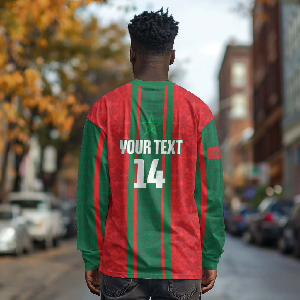 Morocco Football Custom Long Sleeve Shirt Atlas Lionesses Moroccan Folk Pattern
