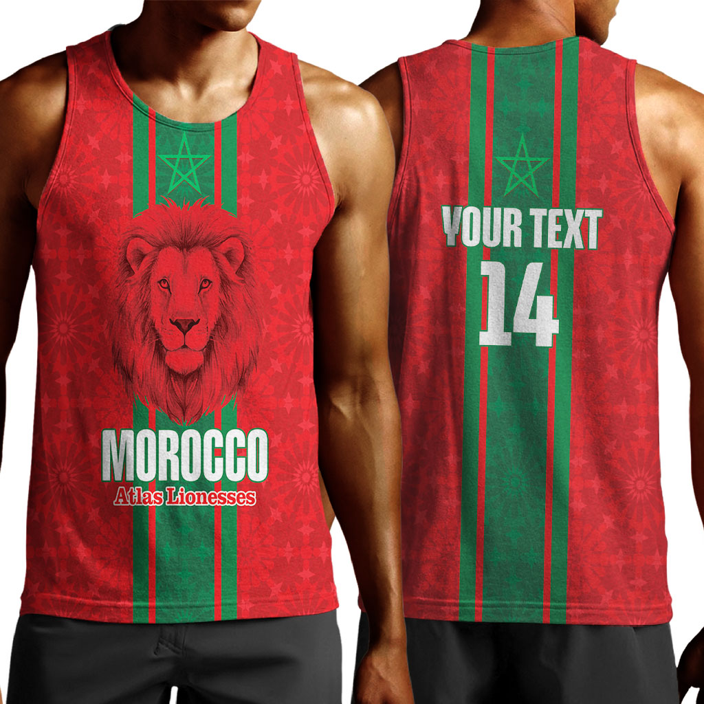 Morocco Football Custom Men Tank Top Atlas Lionesses Moroccan Folk Pattern