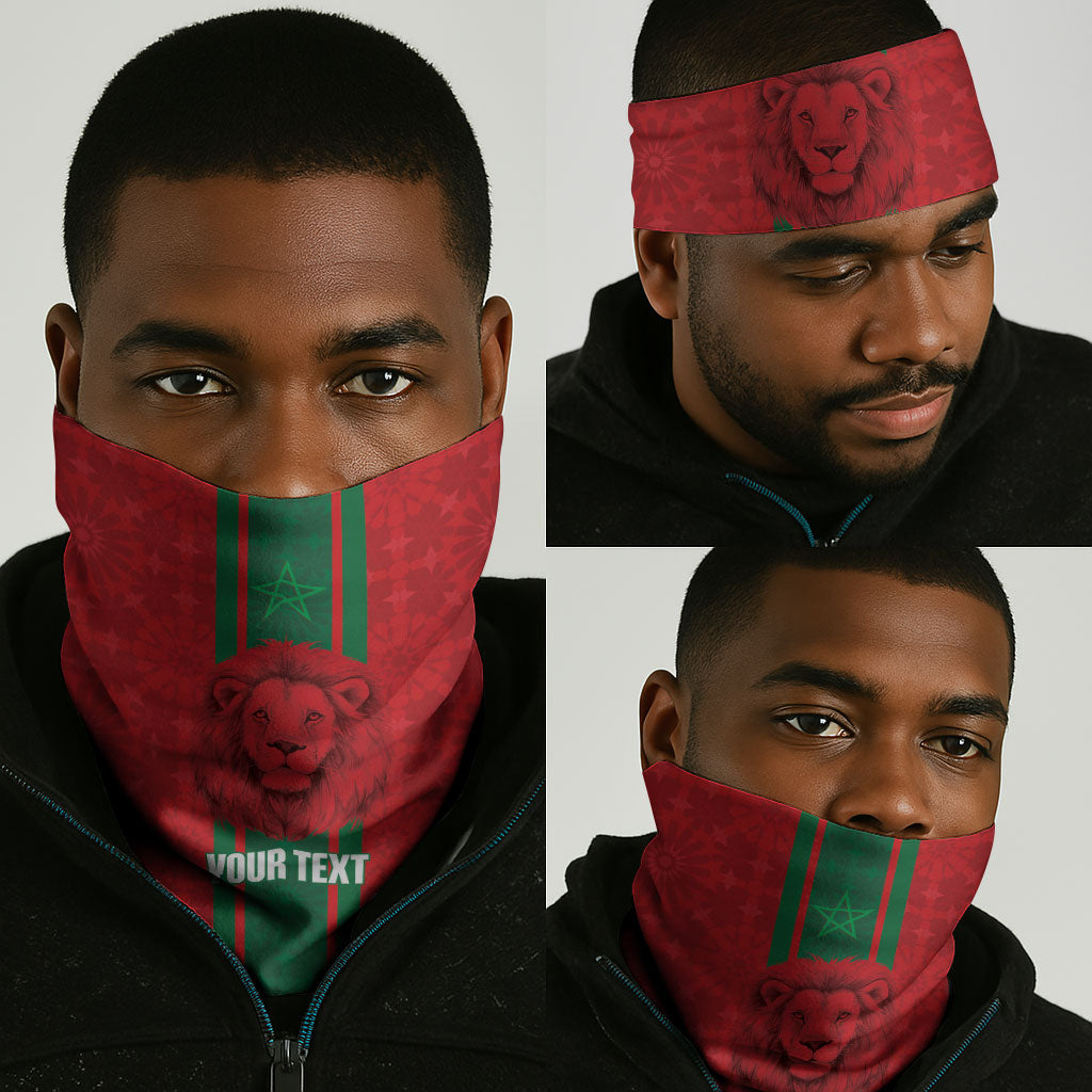 Morocco Football Custom Neck Gaiter Atlas Lionesses Moroccan Folk Pattern