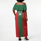 Morocco Football Custom Off Shoulder Maxi Dress Atlas Lionesses Moroccan Folk Pattern