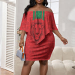 Morocco Football Custom Off Shoulder Short Dress Atlas Lionesses Moroccan Folk Pattern